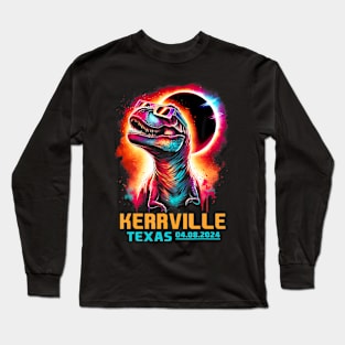 Kerrville Texas Total Solar Eclipse 2024 T Rex Dinosaur Long Sleeve T-Shirt